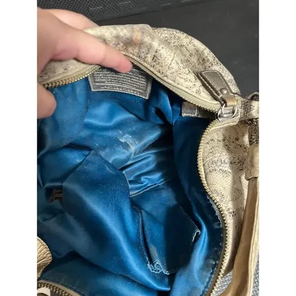 Coach Kristen Brown Tan Embossed Python Leather Purse‎ Hobo E1026 15361 - Picture 10 of 12